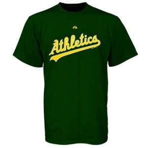  Oakland Athletics Majestic Wordmark T Shirt Sports 