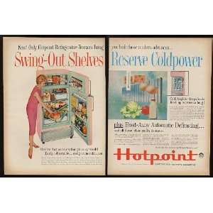  1959 Hotpoint Pink Refrigerator 2 Page Print Ad (9058 