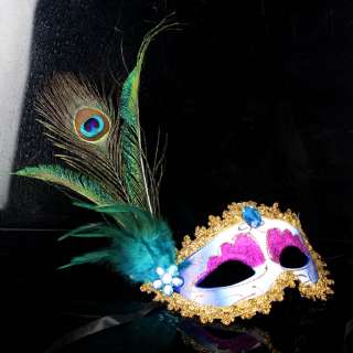 Elegant peacock Feather Masquerade mask/Mardi Gras mask 6 Color  