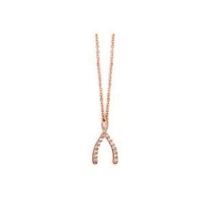Meira T 14K Rose Gold & Pave Diamond Wishbone Charm Necklace