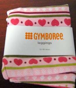 New Gymboree pink leggings girls 3 6 12 18 m hearts  