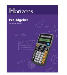 Horizons Math Grade 7 Pre Algebra Workbook Only 7th  
