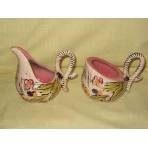 1955 Hull Pottery Blossom Flite Creamer & Sugar Bowl (NO 
