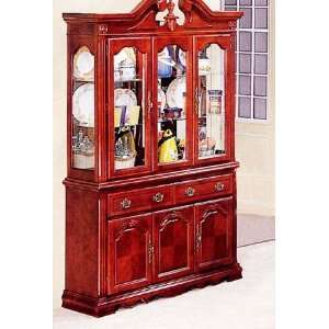  Buffet and Hutch with Illuminated Mirror Back Design and 