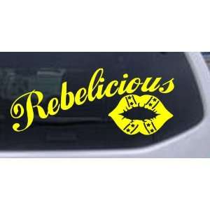 Rebelicious Dixie Lips Car Window Wall Laptop Decal Sticker    Yellow 