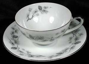 MIKASA FINE CHINA SILVER PINE CUP & SAUCER 738  