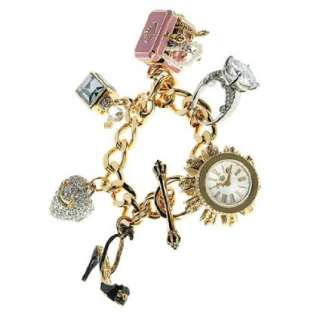Juicy Couture Womens 1900778 Charmed Gold plated Charm Bracelet Watch 