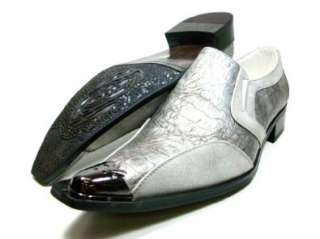  Mens Silver Designer Metal Tip Loafer Dress Shoes d Aldo 