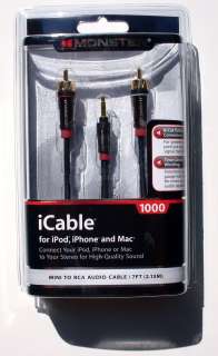 Monster Cable iCable 1000 Home Audio MINI TO RCA iPod iPhone Mac 7 FT 