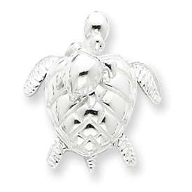 New Sterling Silver Mother & Baby Turtle Sea Pendant  