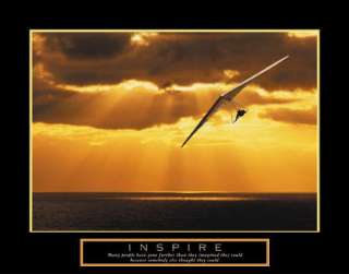 Inspire Hang Glider Motivational Poster Gliding Print  