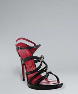 Cesare Paciotti black leather strappy platform sandals   up to 