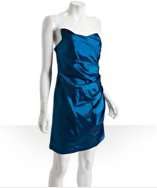 style #309743802 sapphire taffeta draped strapless dress