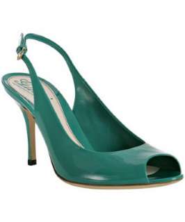 Gucci parrot green patent Sofia peep toe slingbacks   up to 