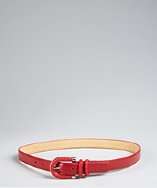 Fashion Focus red smooth leather skinny belt style# 317950002
