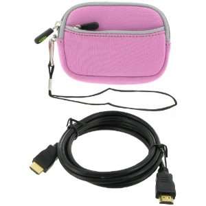 Lilac Pink) Case and Mini HDMI to HDMI Cable 1 Meter (3 Feet) for JVC 
