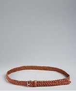 Fashion Focus light sienna braided leather skinny belt style 