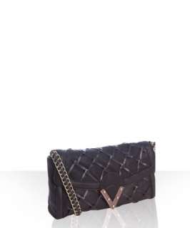 Pour la Victoire black leather lattice work crossbody bag