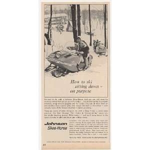   Skee Horse Snowmobile Ski Sitting Down Print Ad