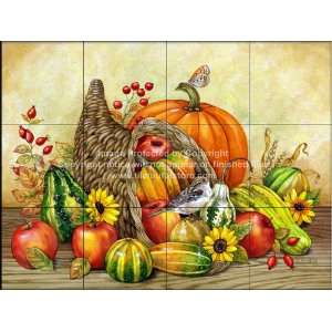  Kitchen Backsplash Tile Mural   Autumns Bounty