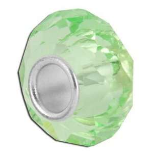  13mm Light Green Faceted Glass   Large Hole Bead Jewelry