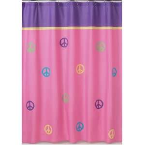 Purple Groovy Peace Sign Kids Bathroom Fabric Bath Shower Curtain 