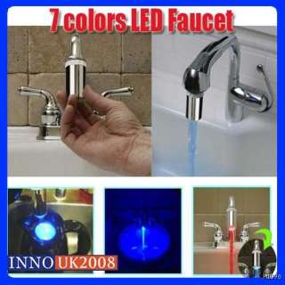 Water Glow LED Faucet Light Water Pressure Sensor Sink Tap For Kitchen 