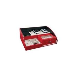  Amelia Faux Leather Electronic Charging Station in Red 