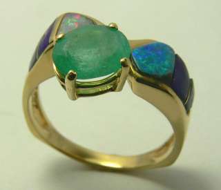 GLORIOUS COLOMBIAN EMERALD & OPAL RING  