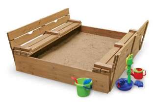 Covered Convertible Cedar Sandbox With Two Bench Seats  