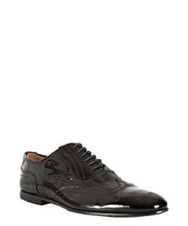 Neil Barrett black patent leather perforated wingtip oxfords   