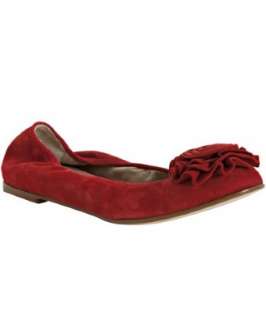 Valentino red suede rosette detail flats  
