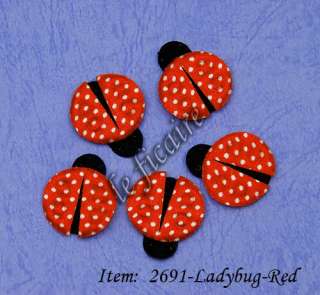 Satin Ladybugs Ladybirds Appliques Cards Crafts x40 Red  