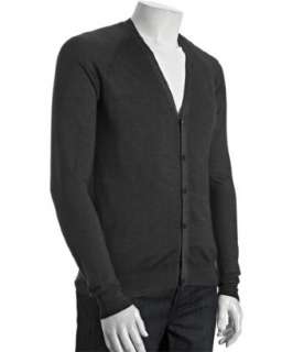 Prada hematite wool silk v neck cardigan  