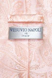 Vesuvio Napoli NeckTie Solid PEACH Color Paisley Mens Neck Tie  