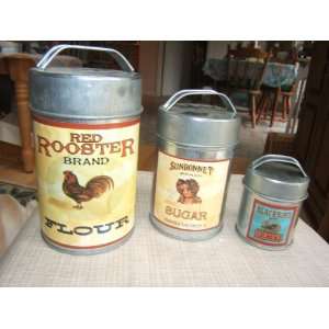  Decorative 3 Piece Canister Set ~ Retro Look ~ Vintage 