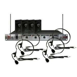   Headset Mics Included + (4) Transmitters + Wireless 4 Channel Receiver