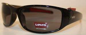Levi Sunglass Black Rectangle Plastic Wrap Smoke Lens LS152 1 