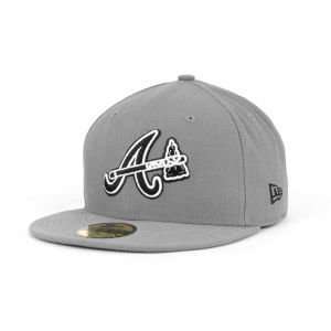  Atlanta Braves New Era 59Fifty MLB Gray BW Cap Hat Sports 