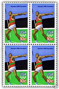 1980 Olympics Decathlon on Mint U.S. Postage Stamps  
