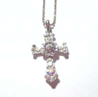 PREMIER DESIGNS TRINITY CROSS CRYSTAL PENDANT AND SILVER NECKLACE NEW 