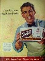 1954 Schlitz Beer Grocery Store Shopping Cart Print AD  