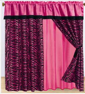 15 Pieces Zebra Queen Size Black & Pink Comforter Set W/ Matching 