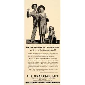  1941 Ad Guardian Life Insurance Graph Estate Hitchhiker 