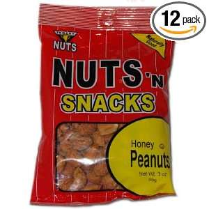 Trophy Nut Honey Roast Peanuts, 3 Ounce Bags (Pack of 12)  