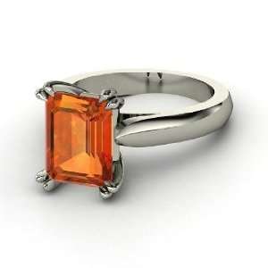    Julianne Ring, Emerald Cut Fire Opal Platinum Ring Jewelry
