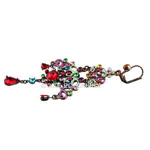   Dangle Earrings Red Pink Blue Chandelier crystals 3.5L New  