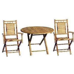  Bamboo54 5452 3 Piece Bistro Set with Round Bamboo Table 