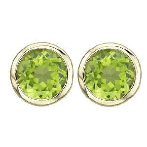   and Marvelous Round Bezel Set Green Peridot Gemstone Stud Earrings