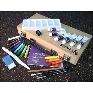  Reeves Oil Paint Artist Box  Complete Set in a Wooden Box 
